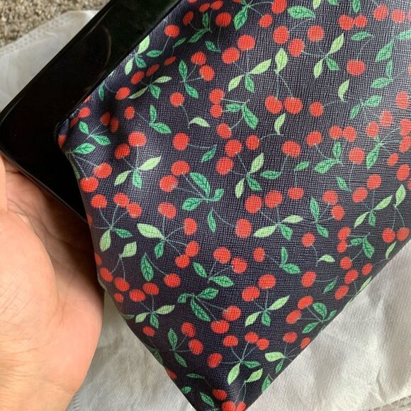 Handmade Genuine Leather Cherry-printed, Acrylic Frame Clutch/Wristlet/Crossbody - Picture 13 of 16